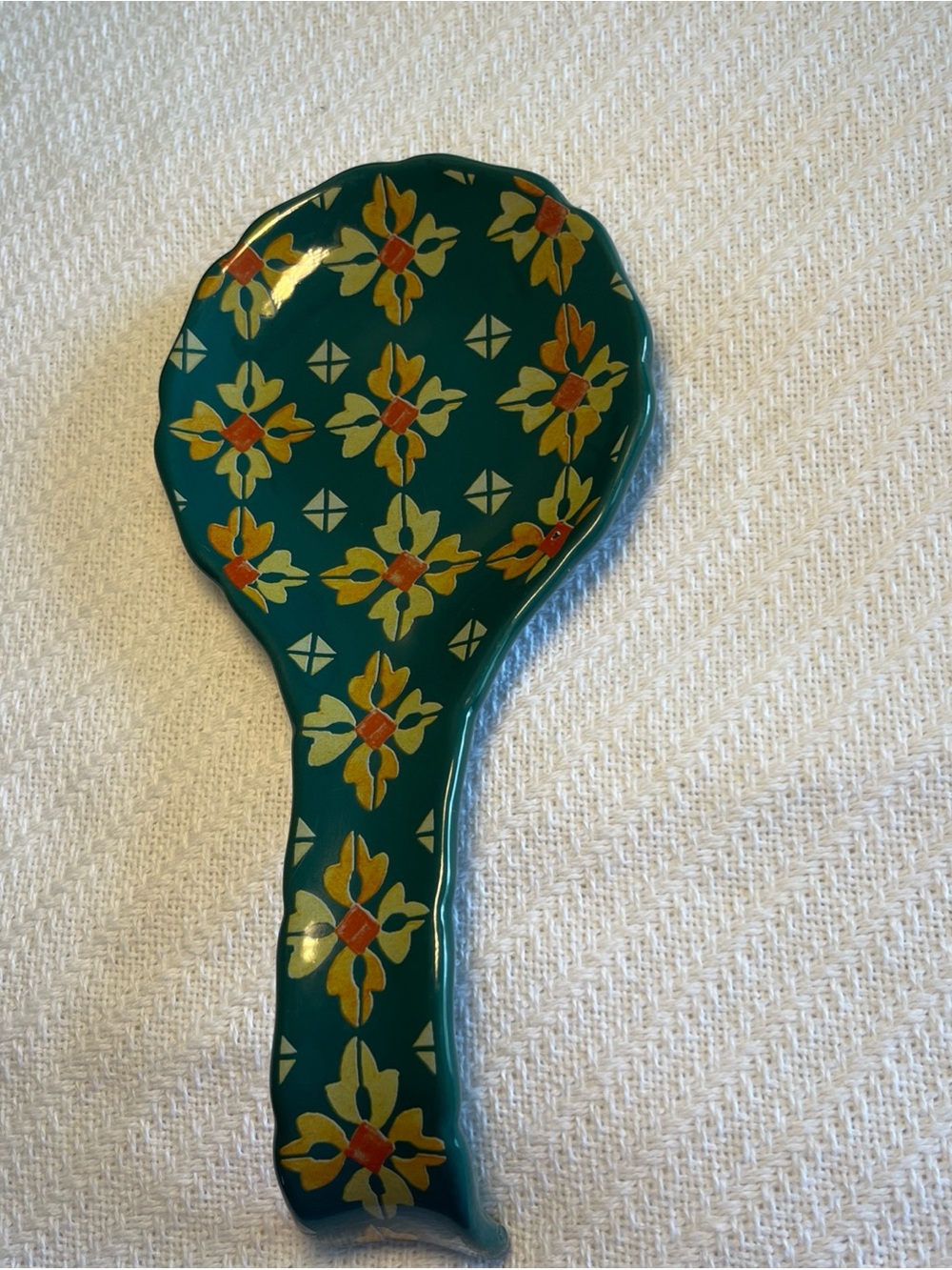 The Pioneer Woman Teal Floral Ceramic Spoon Rest